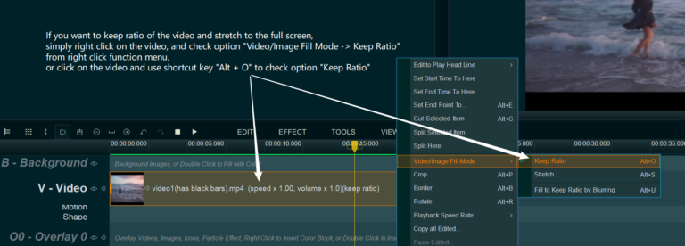 How to stretch the video to full screen? or keep the aspect ratio of