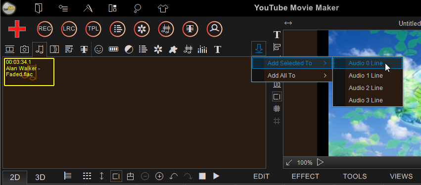 add music into Audio line