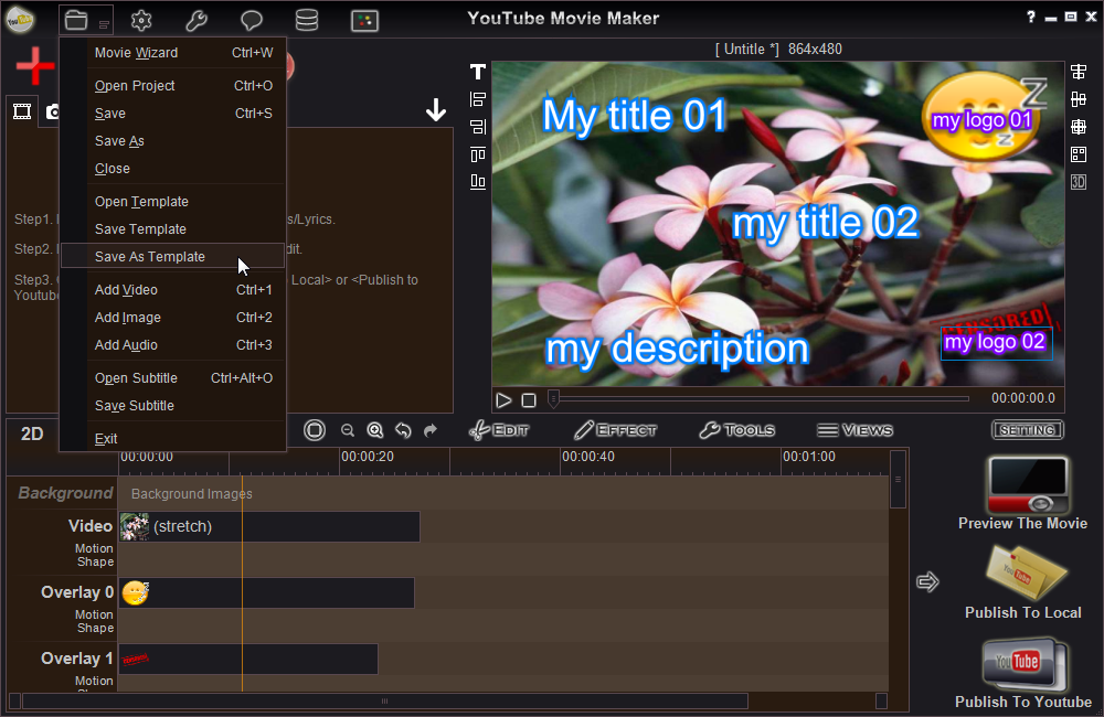 add a background image in youtube movie maker